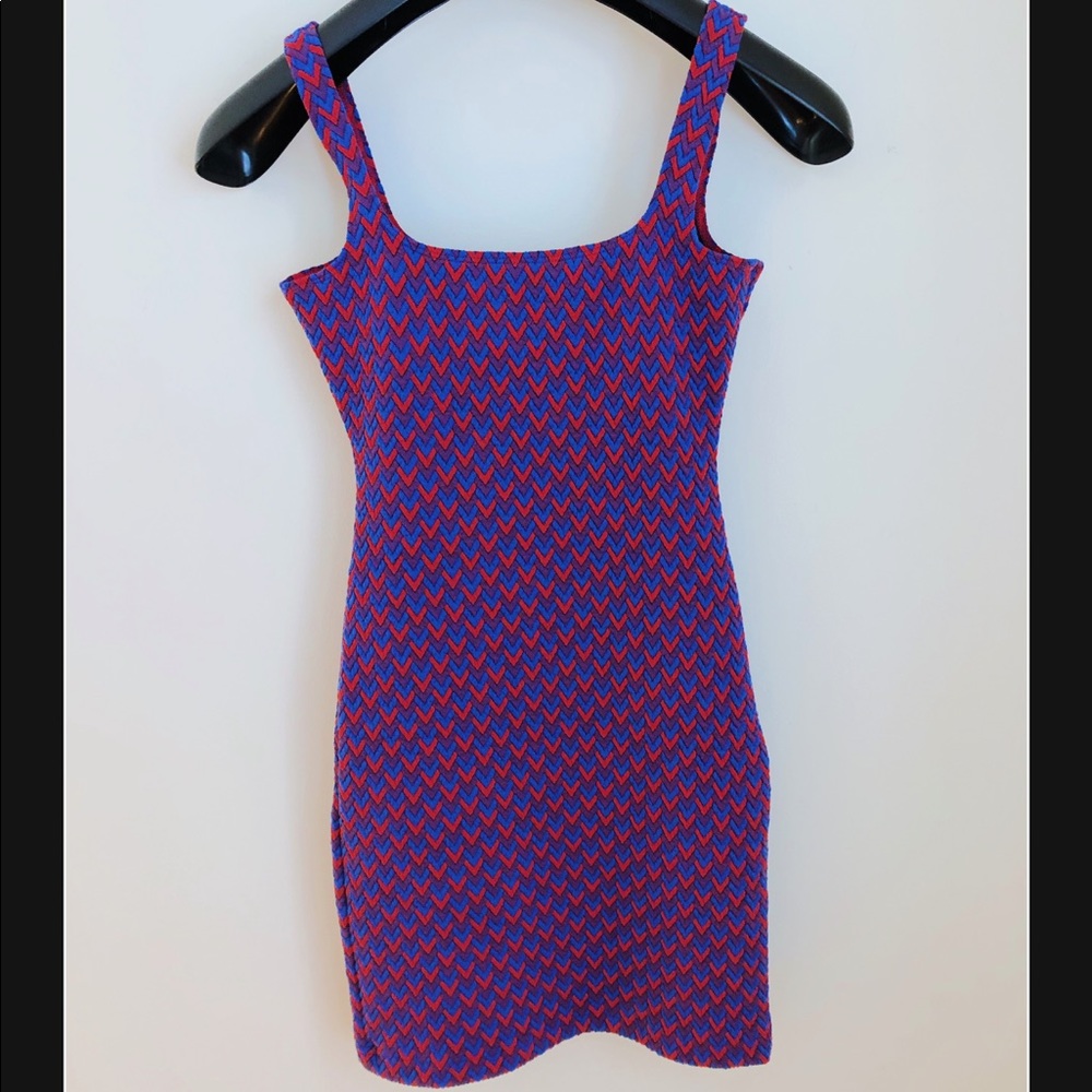 American Apparel bodycon knit red and blue dress